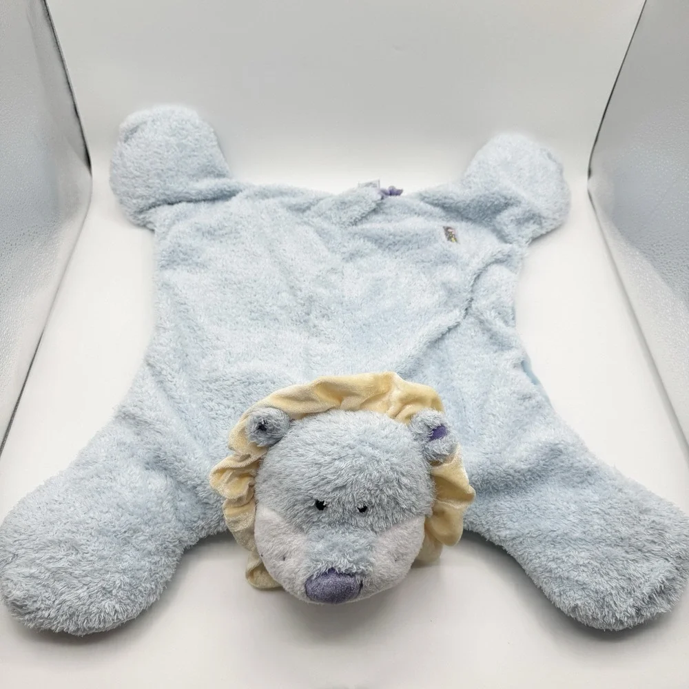 Cuddles Lion Rug Baby Gund 58127 Jungle Blue Plush Security Blanket Lying Down